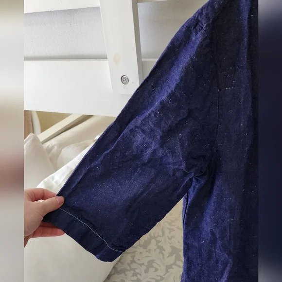 Sunnei Su Long Pocket Shirt Chambray Drk Blue Contrast Stitch Oversize XS Unisex - Picture 6 of 6